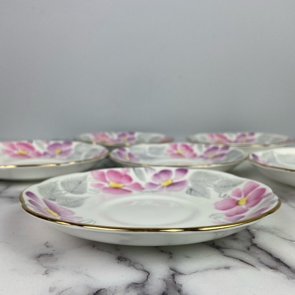 Coalport Bone China Vintage Floral Bread & Butter Plates: Set of 6 - Picture 7 of 9